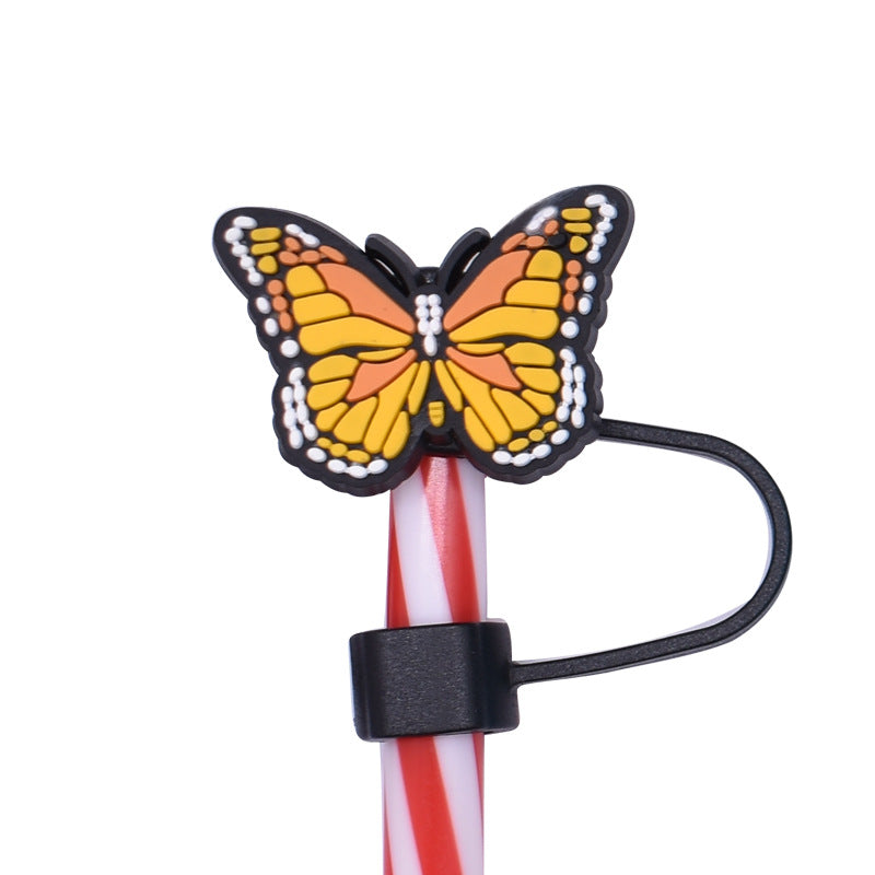 Wholesale Random 100pcs Butterfly Series PVC Soft Straw Tube Cap