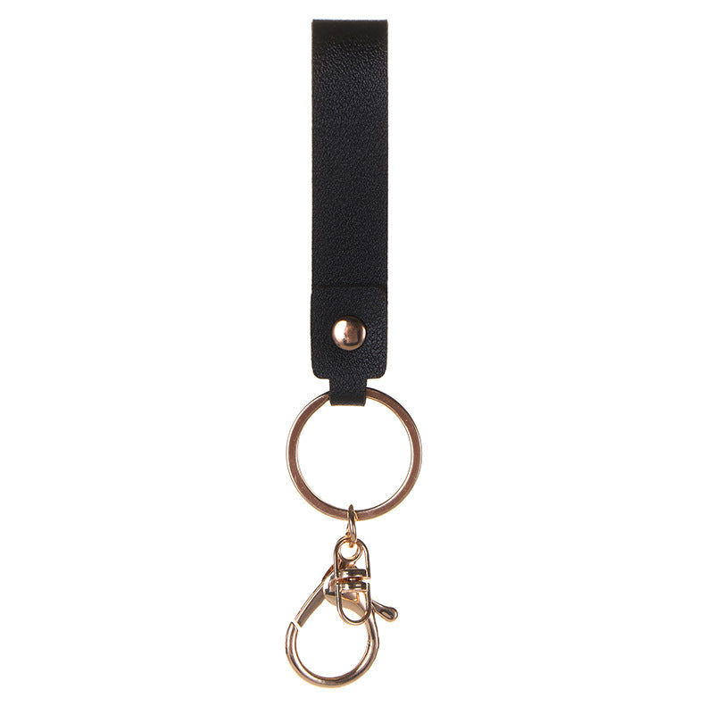 Wholesale Leather Keychain Hand Strap Cute Minimalist Business Gift Wedding Favor Black Car Key Accessory