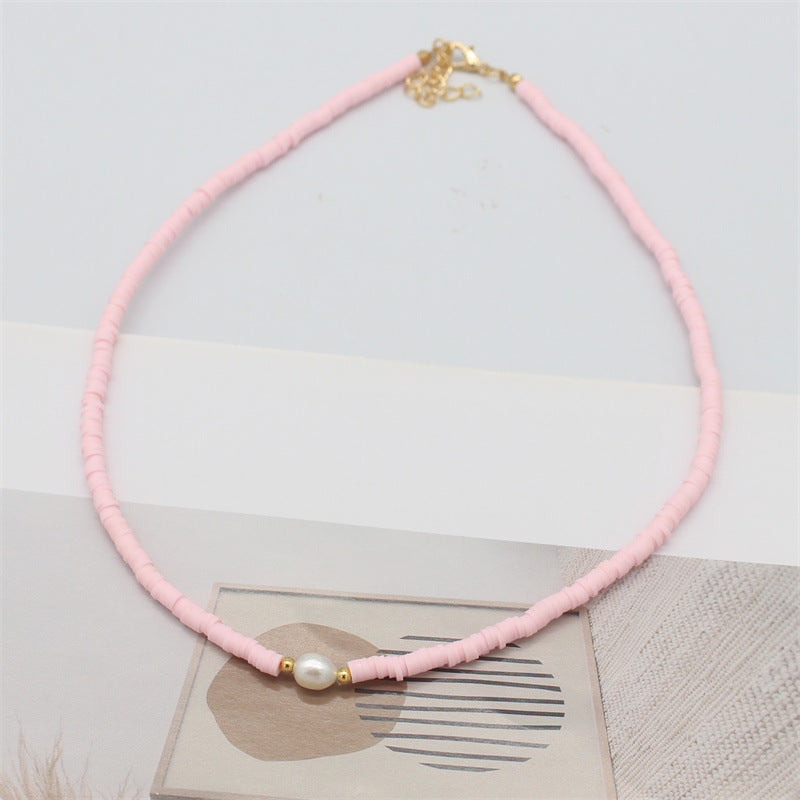 Wholesale  color soft pottery necklace