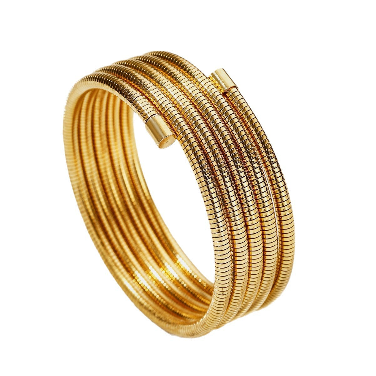 Wholesale Stainless steel gold single multi-turn multi-layer spring winding elastic ring plain ring bracelet