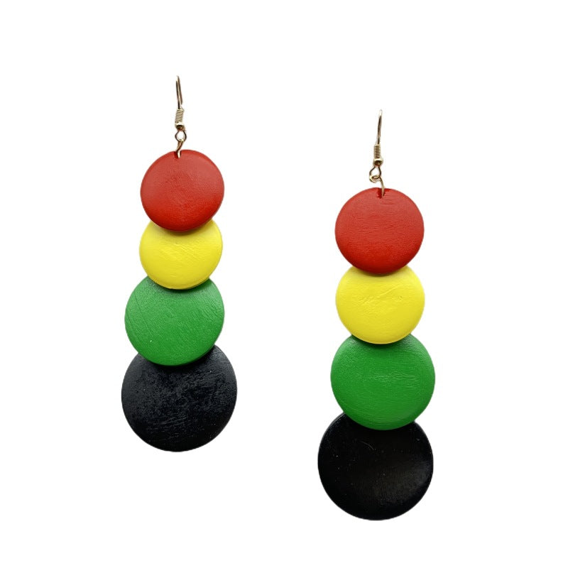 Wholesale Vintage Ethnic Style Round Earrings Wood Earrings ACC-ES-FX015