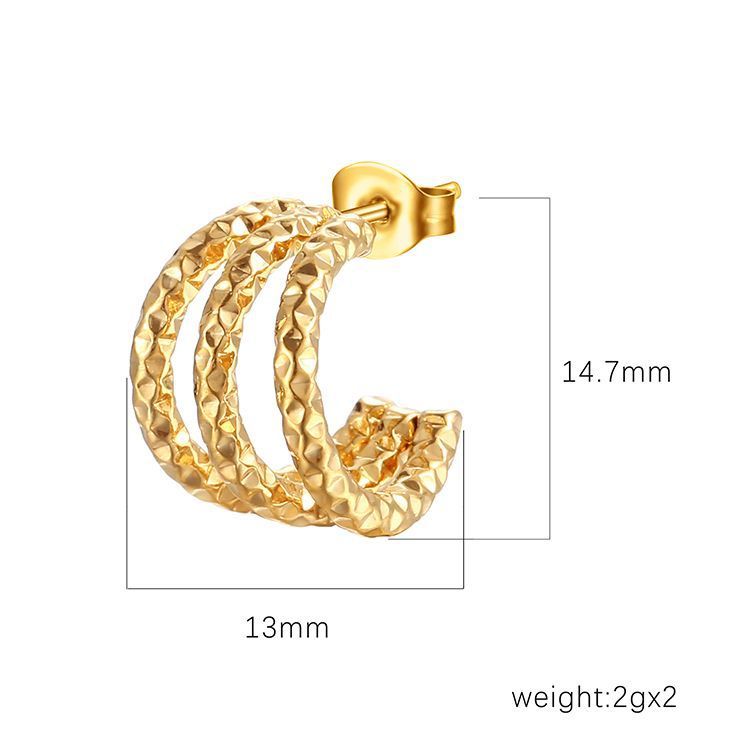 Wholesale Titanium Steel Electroplating Earrings Simple Multi-Layer Design Women' s Jewelry Accessory