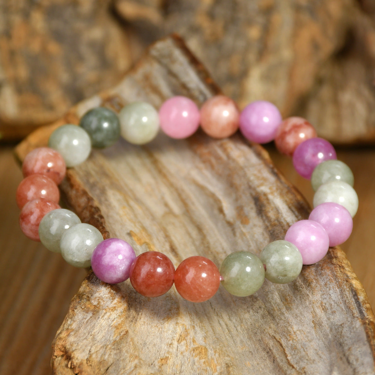 Wholesale European Style Colorful Natural Stone Bead Bracelet Handmade Fashion Jewelry Accessory Boutique Resale