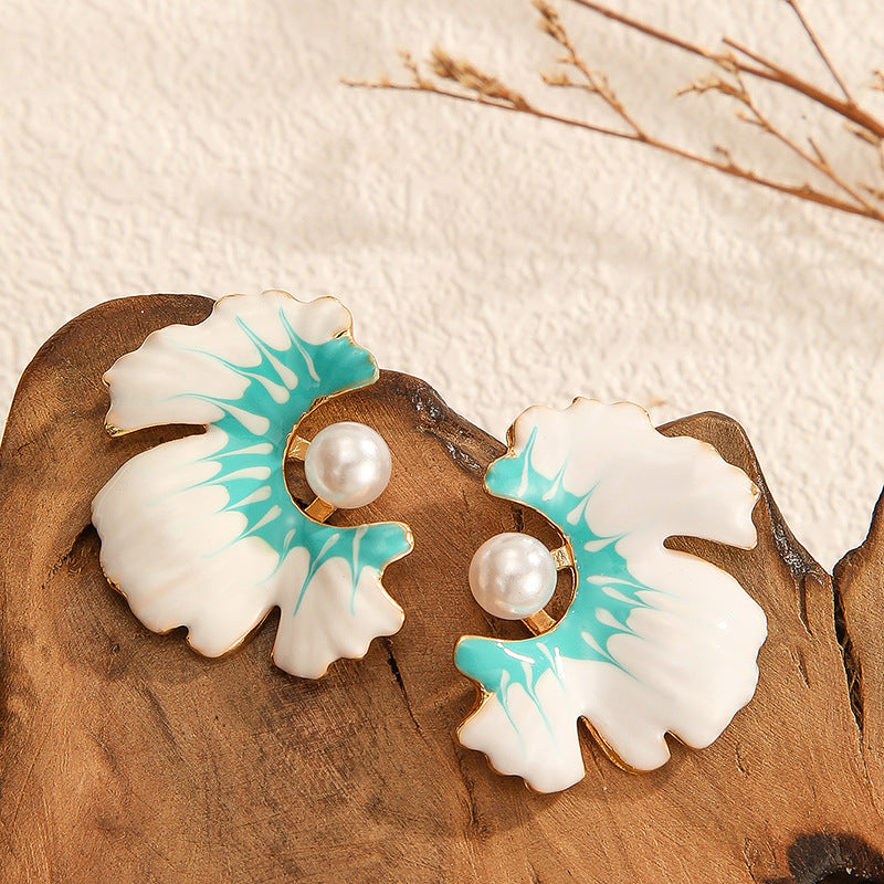 Wholesale  color oil drop flower earrings