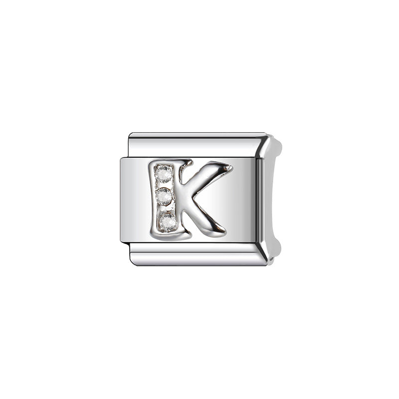 Wholesale Italian Charm Bracelet 9mm DIY Splicing Silver Letters Stainless Steel Composable Bracelet