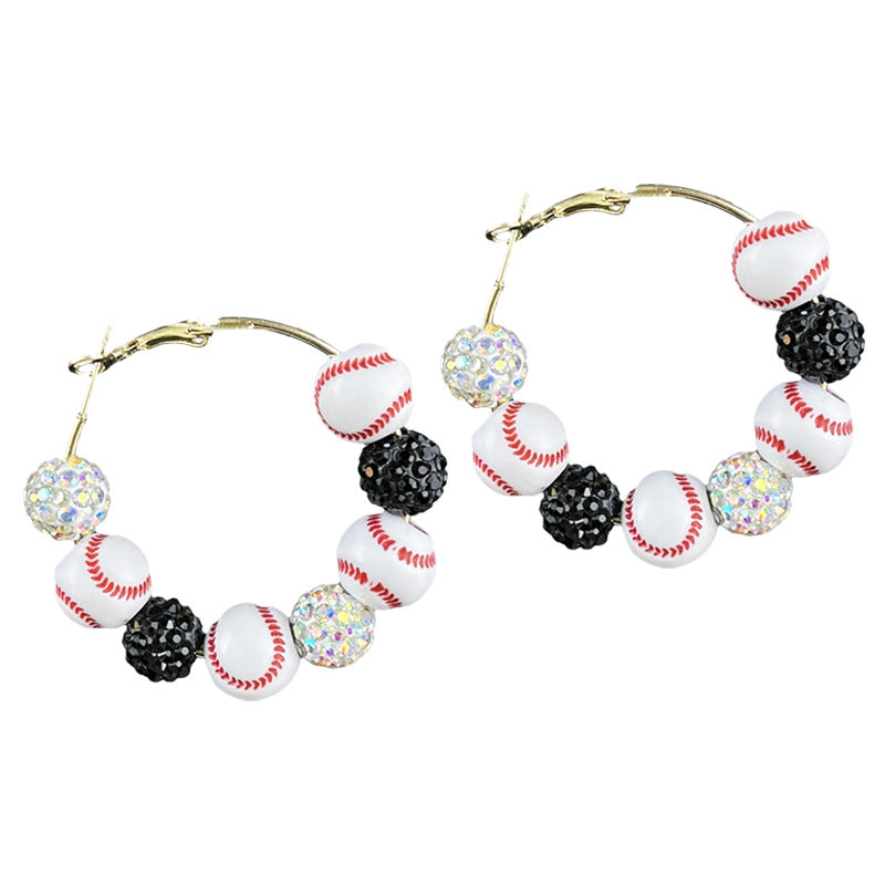 Wholesale  Baseball Game Flash Ball Beaded Earrings