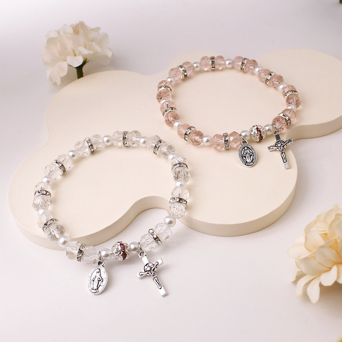 Wholesale Handmade Beaded cross  Crystal Bracelet