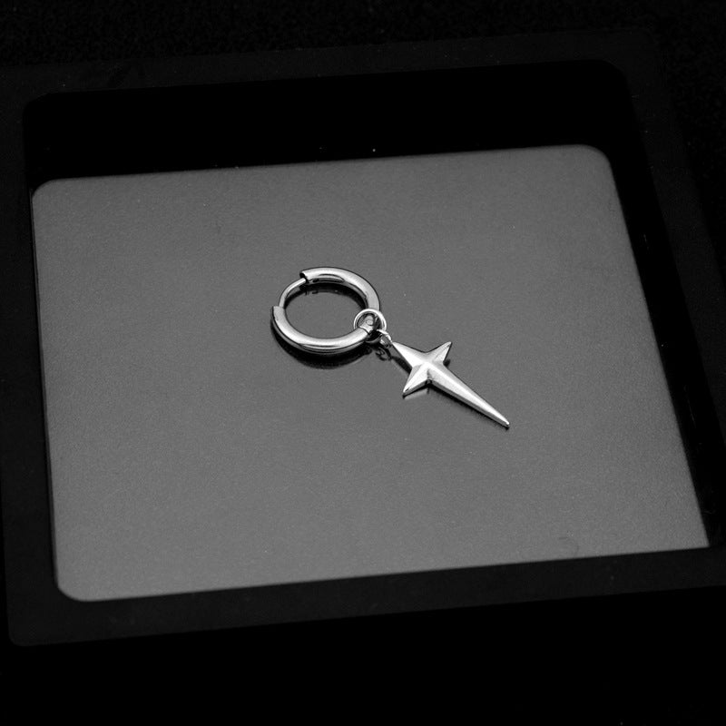 Wholesale Stainless Steel Three-Dimensional Cross Star Earrings