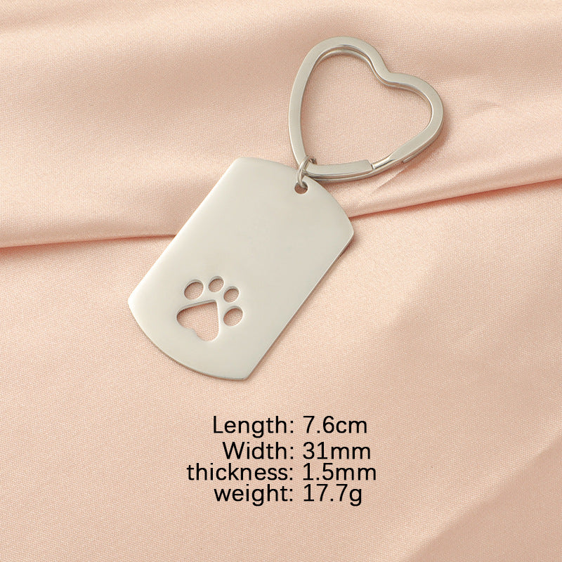 Wholesale Stainless Steel Hollow Dog Paw Keychain ACC-KC-MinPo001