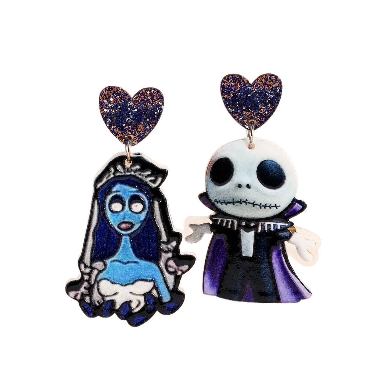 Wholesale  Spooky Ghost Earrings Asymmetric Alloy Rhinestone Jewelry Accessory for Resale