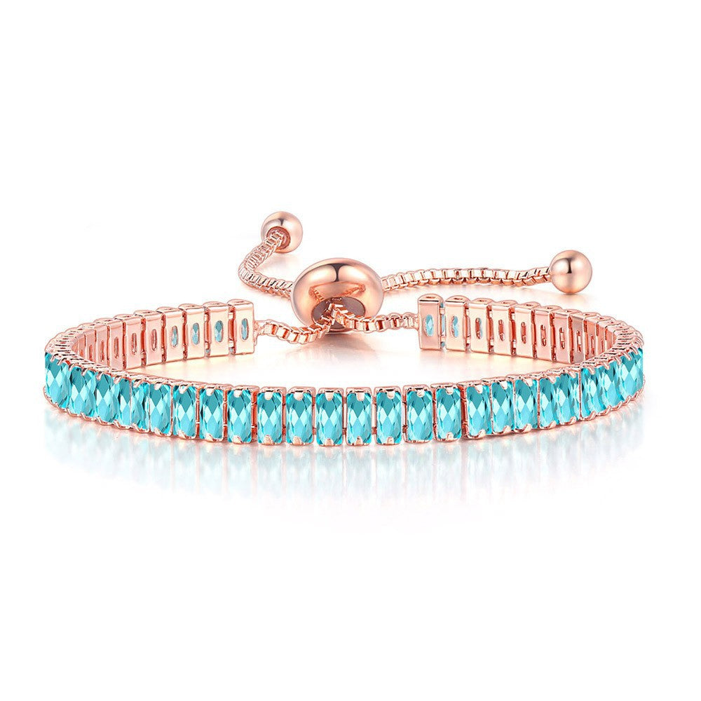 Wholesale Copper Inlaid Zircon Geometric Adjustable Bracelet for Women Fashion Accessory