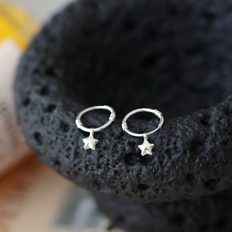 Wholesale Japanese Korean Style Three-Dimensional Star Pendant Earrings Copper Electroplated Fashion Accessory