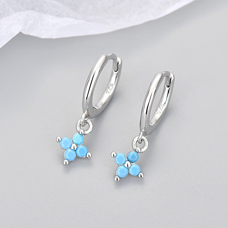 Wholesale  diamond four-leaf flower earrings  geometric flower earrings