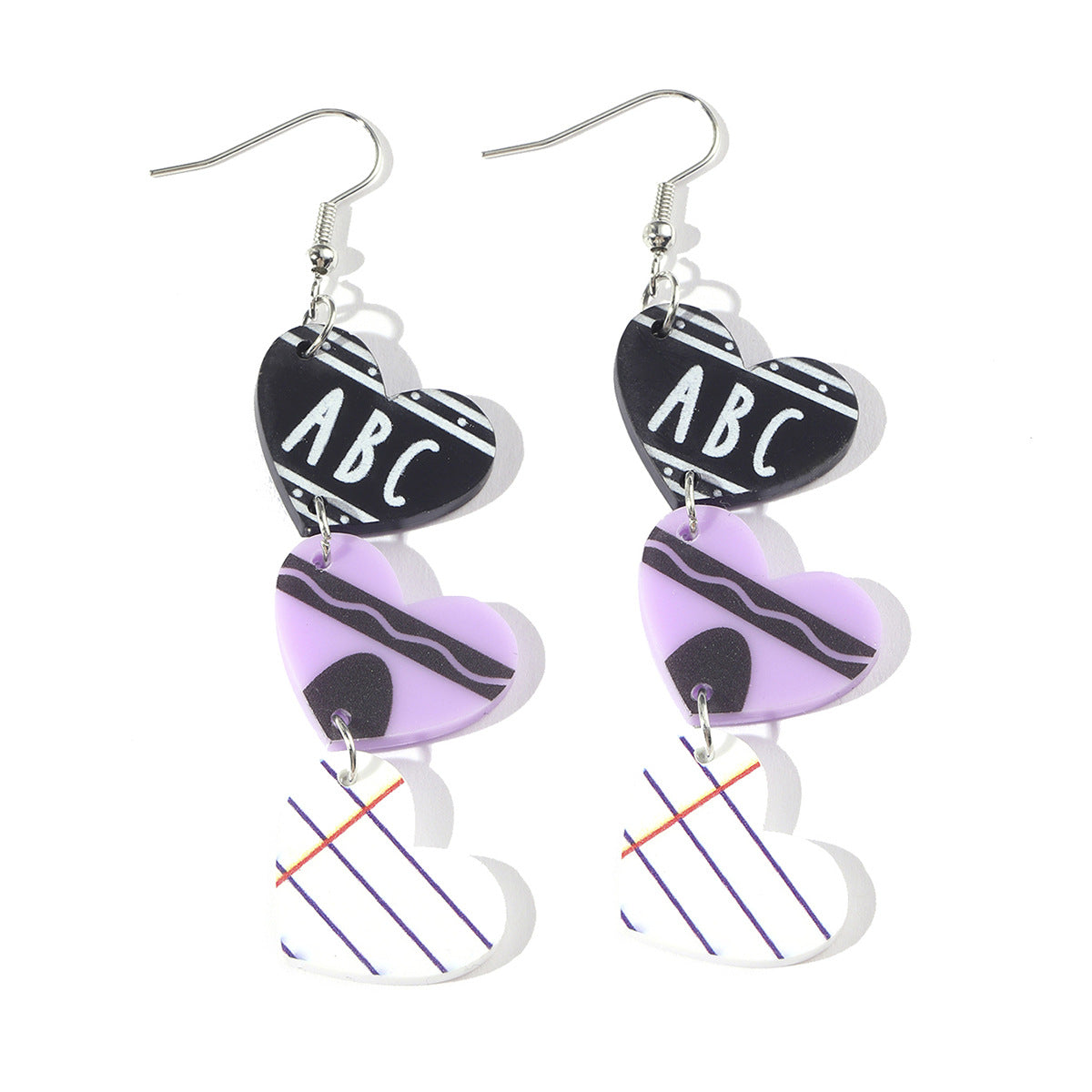 Wholesale  apple love pencil ruler ABC notebook school back to school season earrings