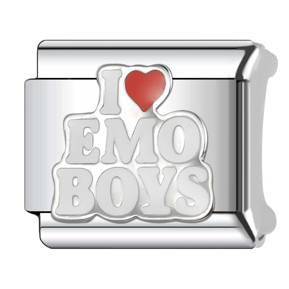 Wholesale Italian Charm Bracelet 9mm DIY Splicing English Stainless Steel Composable Bracelet