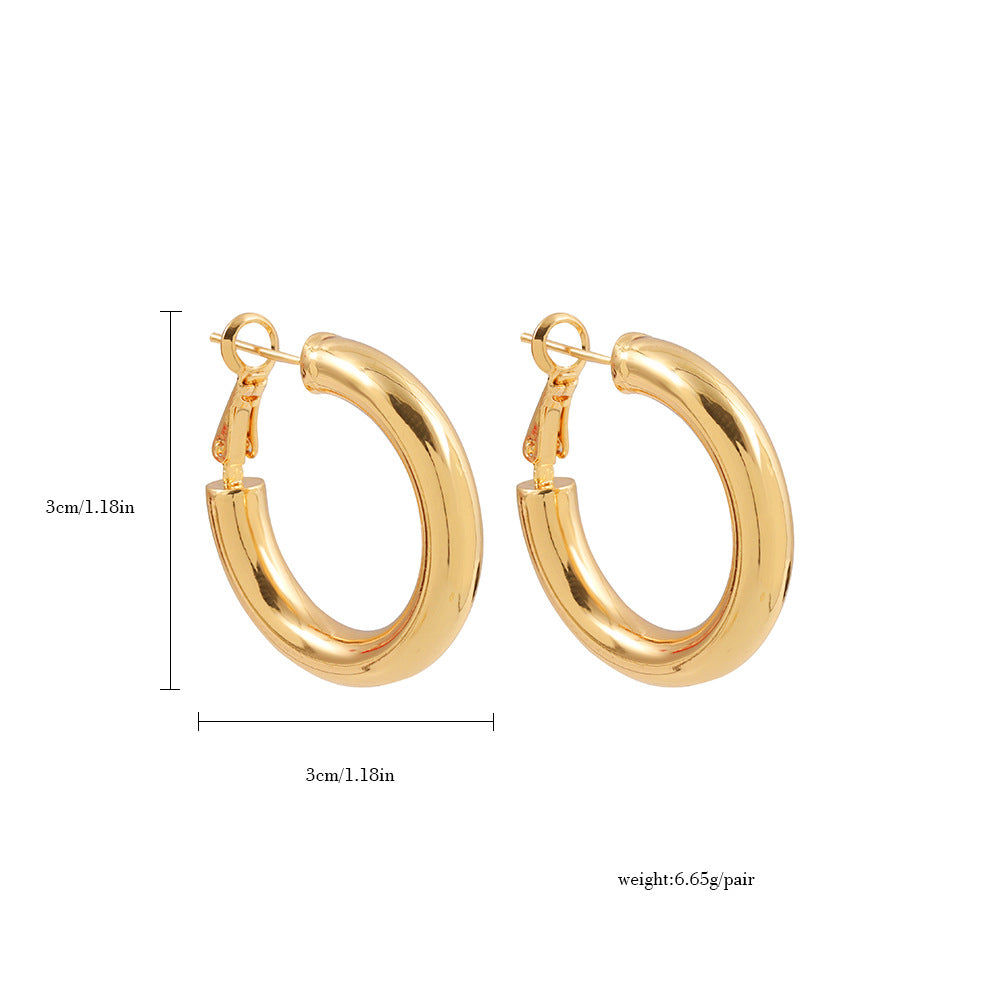 Wholesale 18K gold classic simple smooth plain ring earrings