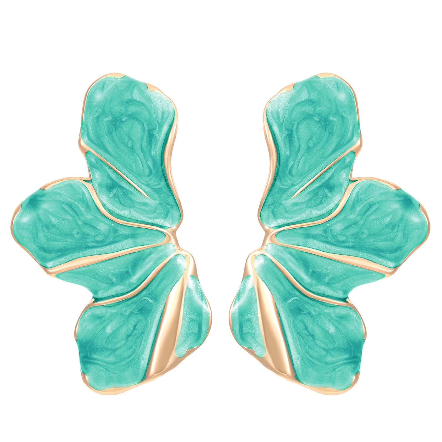 Wholesale Trendy Colorful Drip Oil Irregular Flower Earrings For Women Floral Petal Jewelry Accessory Party Wear