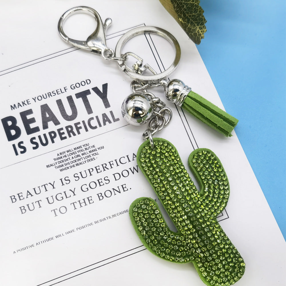 Wholesale rhinestone cactus keychain