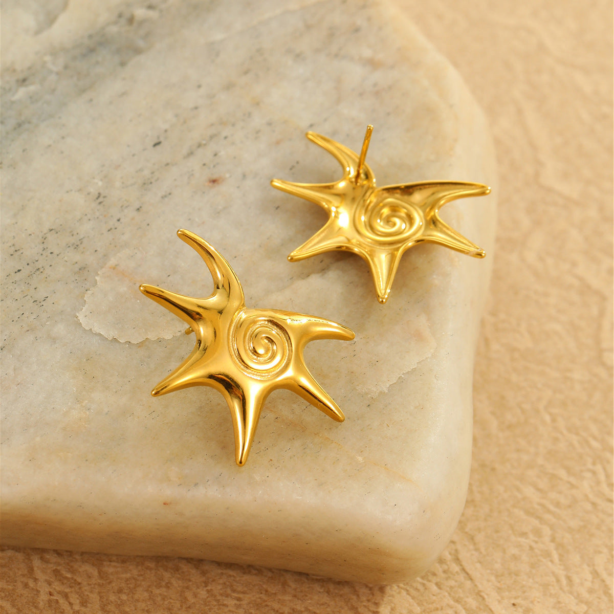 Wholesale  Ocean Style Stainless Steel Earrings Irregular Starfish Vortex  Earrings