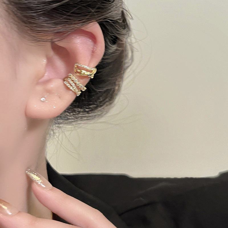 Wholesale Minimalist Multi-Layer Zircon Ear Cuff - Copper Electroplated Jewelry Accessory