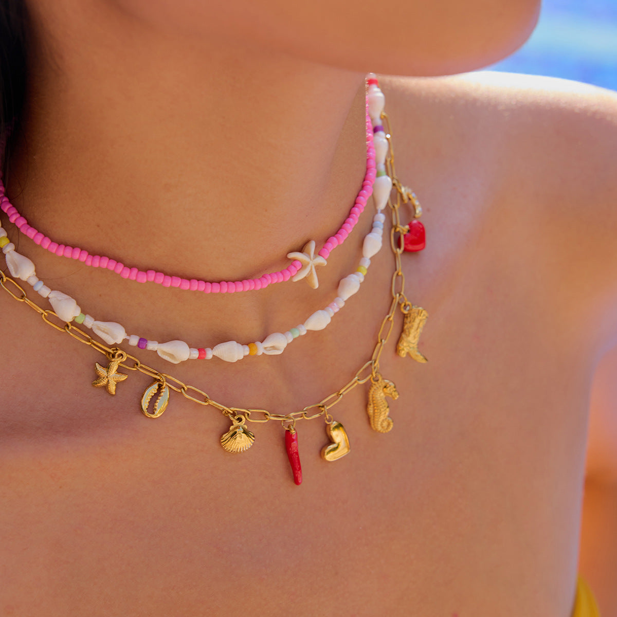 Wholesale 18K Gold Stainless Steel  Pearl Necklace Accessible Luxury Non-Fading Jewelry