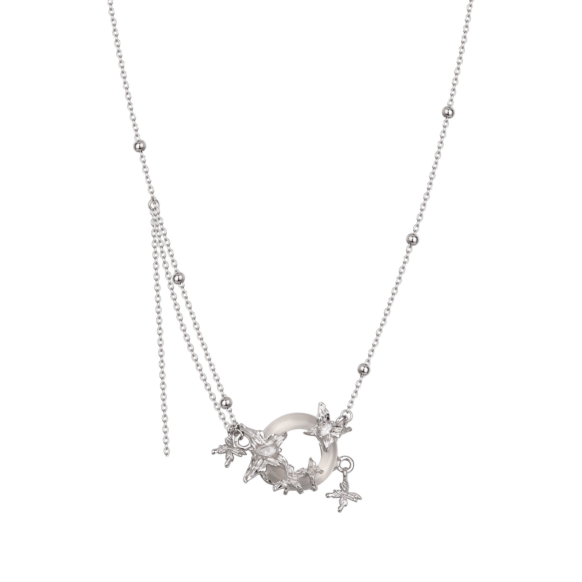 Wholesale Light Luxury S925 Sterling Silver Peace Buckle Special-shaped Butterfly Necklaces ACC-NE-YWE002