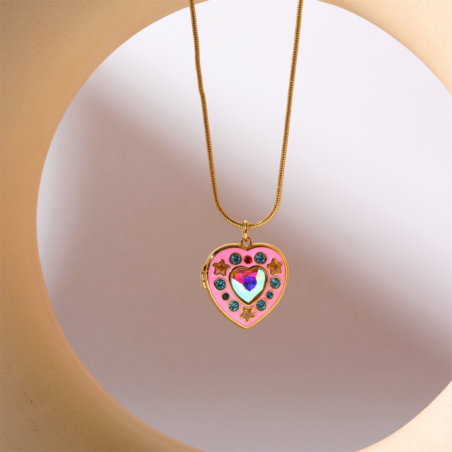 Wholesale Love Full Diamond Opening and Closing Photo Album Photo Frame Necklace ACC-NE-HS020