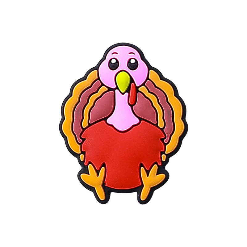 Wholesale 20pcs Thanksgiving Cartoon Turkey Silicone Focal Beads DIY Bead Pen Accessories ACC-BDS-RongFa022