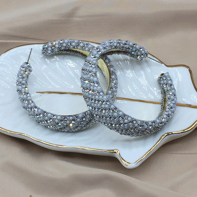 Wholesale Light Luxury Colored Glass Rice Bead Earrings ACC-ES-KangD004