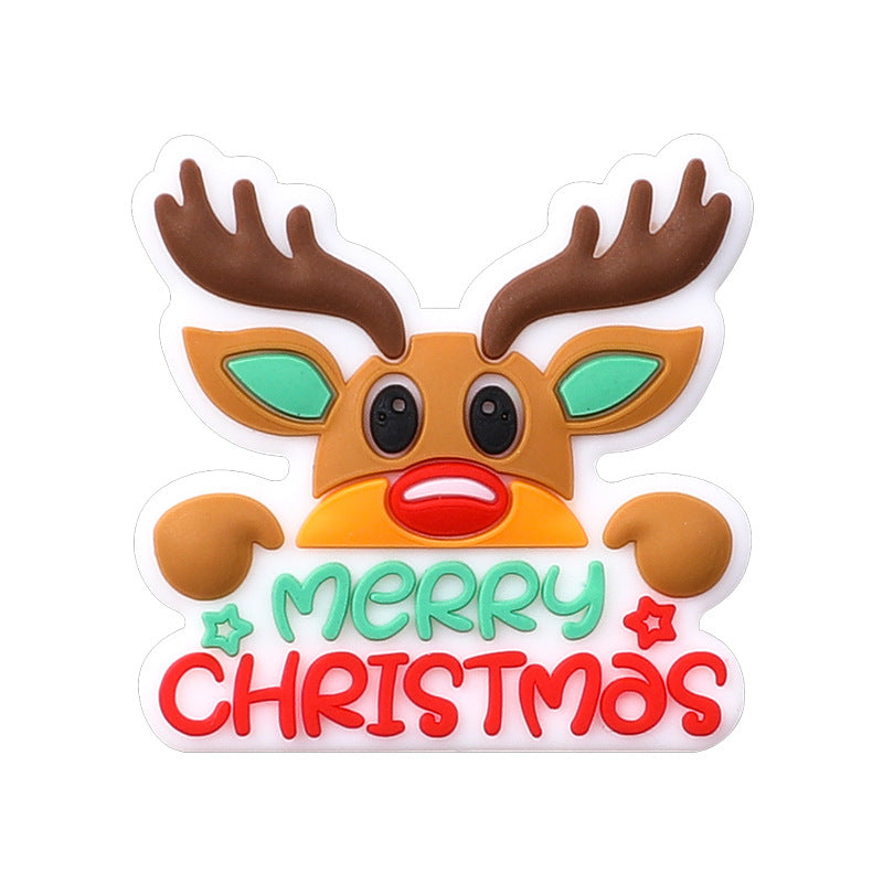 Wholesale 20pcs Christmas Santa Elk Silicone Focal Beads DIY Beaded Pen Accessories ACC-BDS-RongFa020