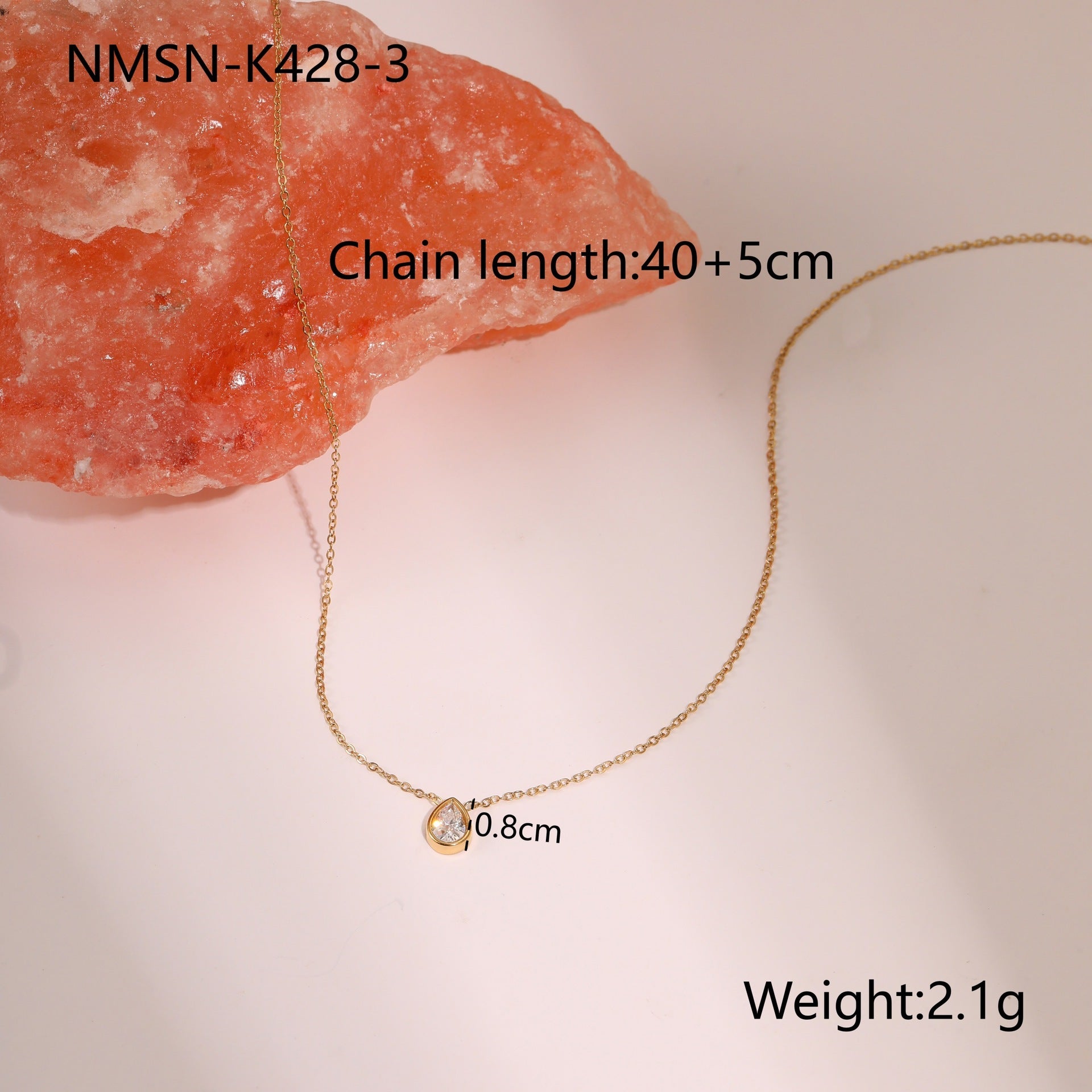 Wholesale Stainless Steel Double-Layer Clavicle Necklace with Inlaid Square and Teardrop Zirconia