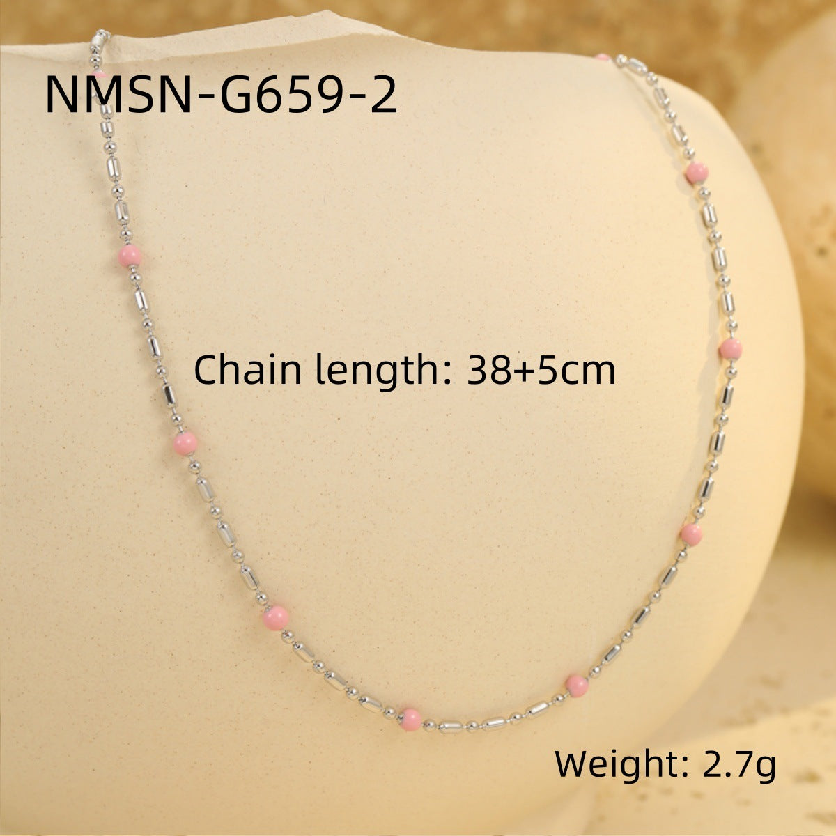 Wholesale stainless steel drop rice beads necklace