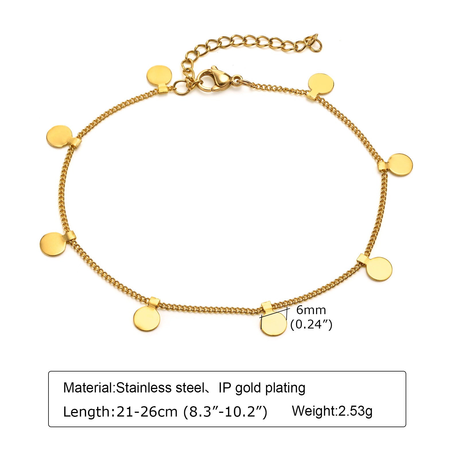 Wholesale Stainless Steel Geometric Anklet For Women Beach Style Fashion Jewelry Accessory