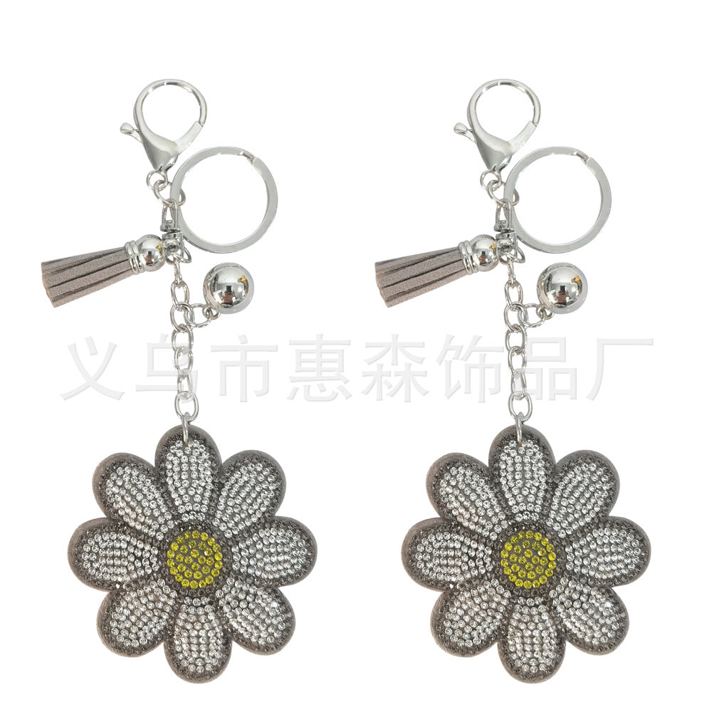 Wholesale creative cute diamond-encrusted flower keychain