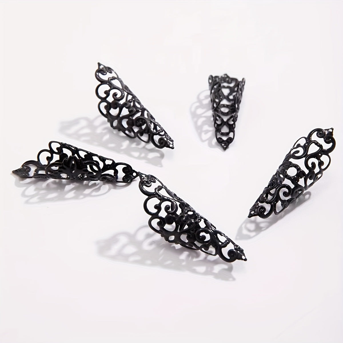 Wholesale Jewelry Hollow Pattern Cone-Shaped Nail Ring Set Metal Rings Dopamine Earrings for Women