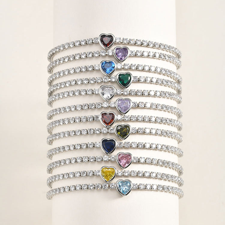 Wholesale Modern January Birthstone Tennis Bracelet Copper Electroplated Women S Chic Jewelry Accessory Gift