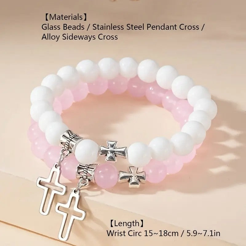 Wholesale European American Couple Design Acrylic Electroplated Cross Bracelet,  Fashion Jewelry Accessory for Resale