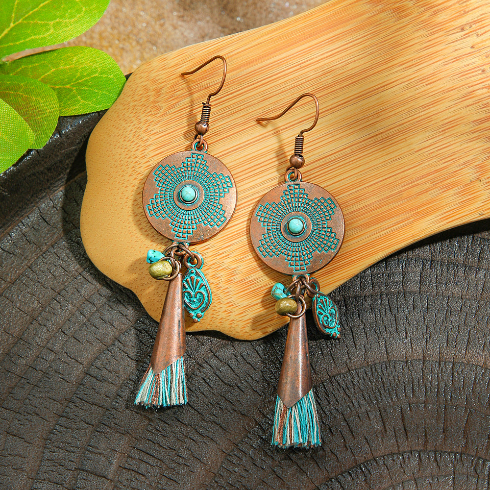 Wholesale Ethnic Geometric Retro Earrings Fashion Jewelry Accessory Boutique Gift