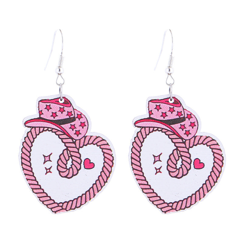 Wholesale  wooden Valentine's Day earrings  lips pink love xoxo letter earrings