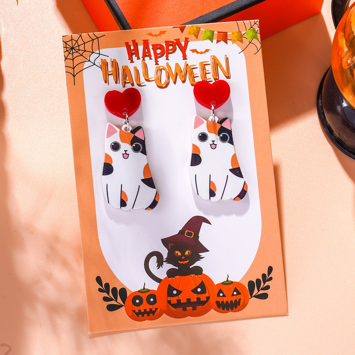 Wholesale Halloween Acrylic Cat Earrings ACC-ES-Ditong002