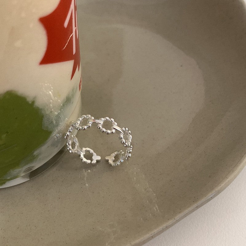 Wholesale 925 Silver Vintage Hollow Love Ring Open Ring Hearts Rings ACC-RS-YaoFeng011