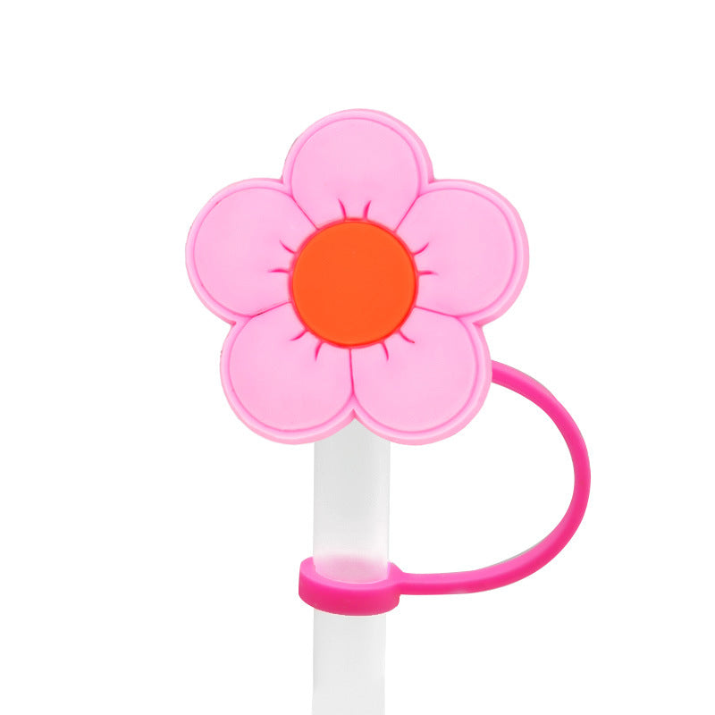 Wholesale 10PCS Plant Flowers Silicone Straw Tube Cap Straw Sleeves Straw Decorations