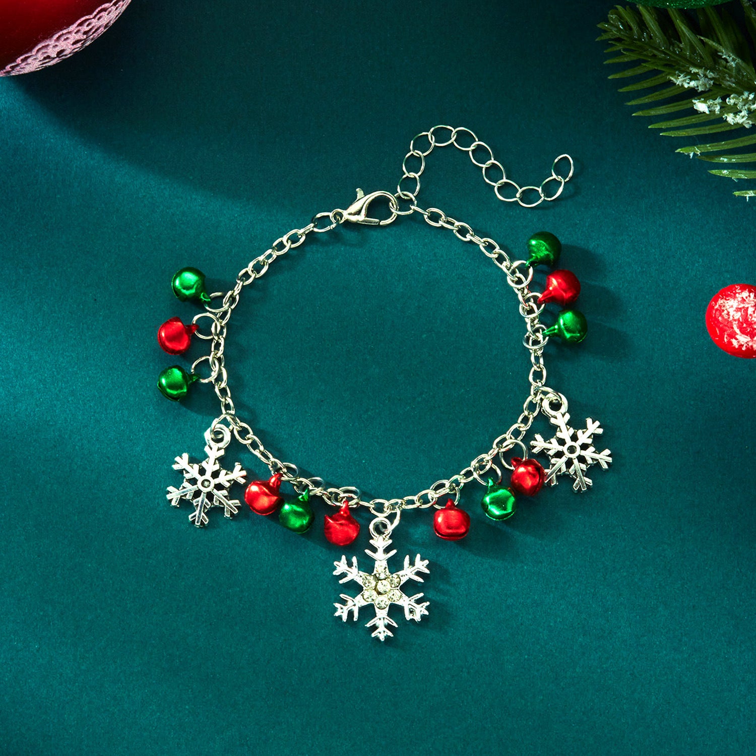 Wholesale Diamond Christmas Tree Snowflake Elk Bell Bracelet Necklace Set