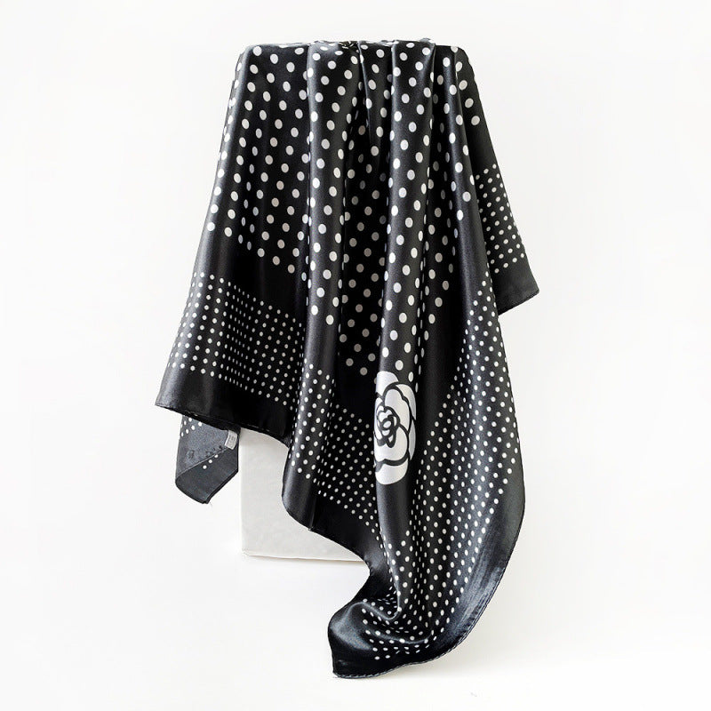 Wholesale Dot Silk Scarf 90cm Turban Silk Satin Scarf