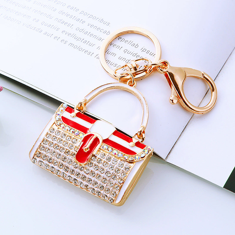 Wholesale Diamond Striped Small Shoulder Bag Metal Keychain ACC-KC-RuiYuan012