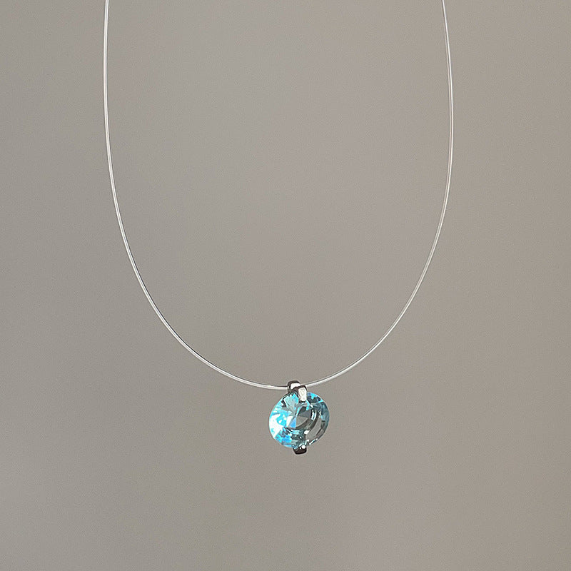 Wholesale Minimalist Style Crystal Zircon Pearl Pendant Fish Line Necklace Women' s Accessible Luxury Versatile Elegant Trendyy Neck Chain Clavicle Chain