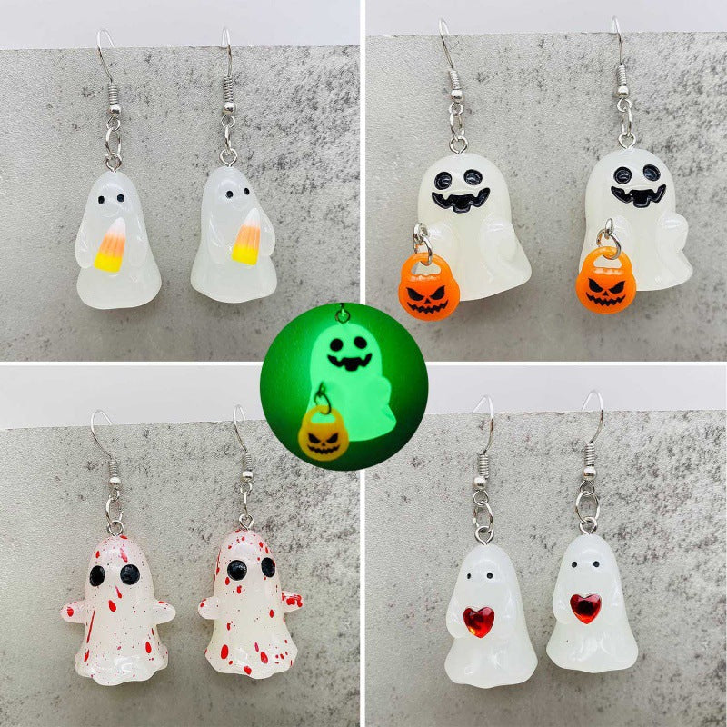 Wholesale  3D Glow Ghost Pumpkin Candy Earrings Fashion Accessory Gift