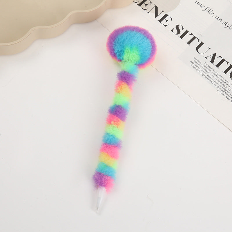 Wholesale Cute Rainbow  round plush ball pen