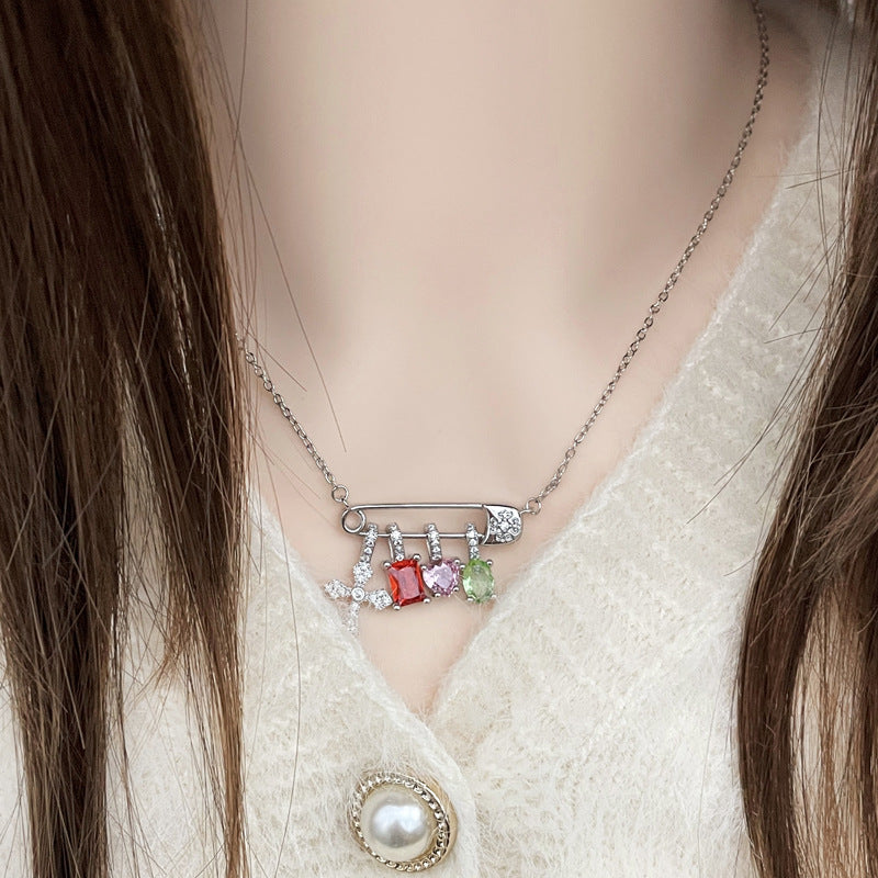 Wholesale  Colored Diamond Zircon Cross Pendant Necklace