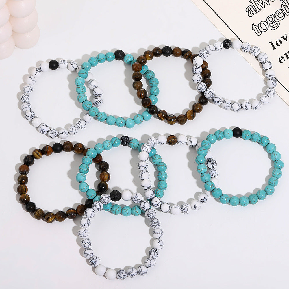 Wholesale Trendy Turquoise Couple Bead Bracelet Handmade Fashion Jewelry Accessory Gift